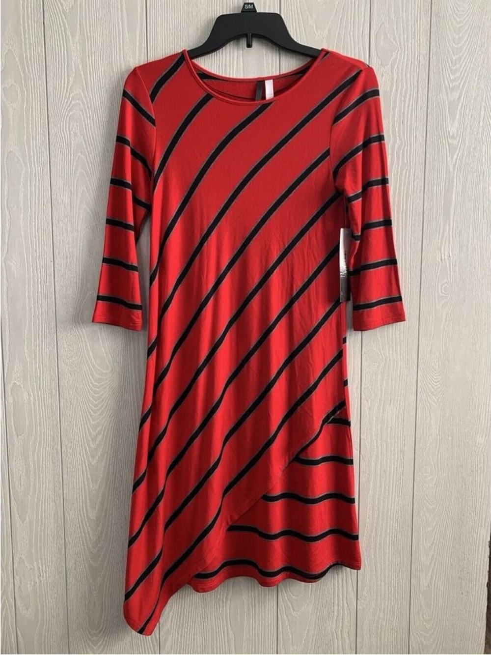 Red & Black Diagonal Stripe Women's Dress
